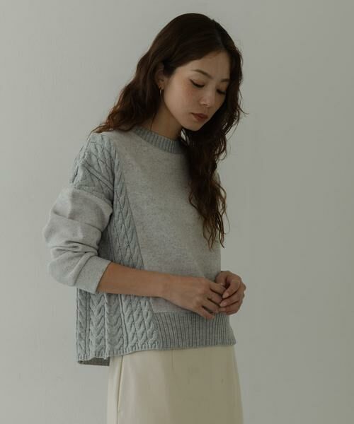 Sonny Label / サニーレーベル ニット・セーター | ケーブル切替メルトンジャージプルオーバー | 詳細3