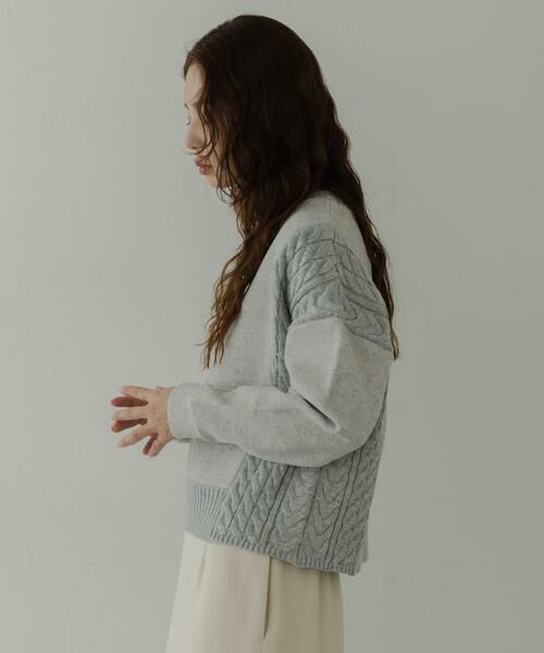 Sonny Label / サニーレーベル ニット・セーター | ケーブル切替メルトンジャージプルオーバー | 詳細4
