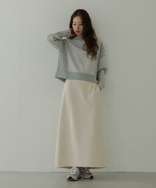 Sonny Label / サニーレーベル ニット・セーター | ケーブル切替メルトンジャージプルオーバー | 詳細6