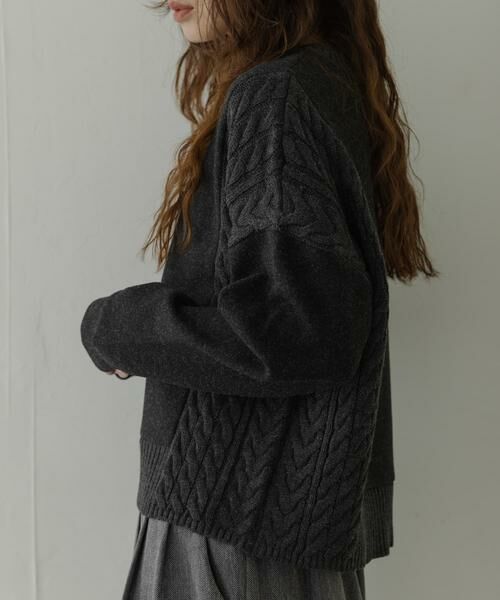 Sonny Label / サニーレーベル ニット・セーター | ケーブル切替メルトンジャージプルオーバー | 詳細10