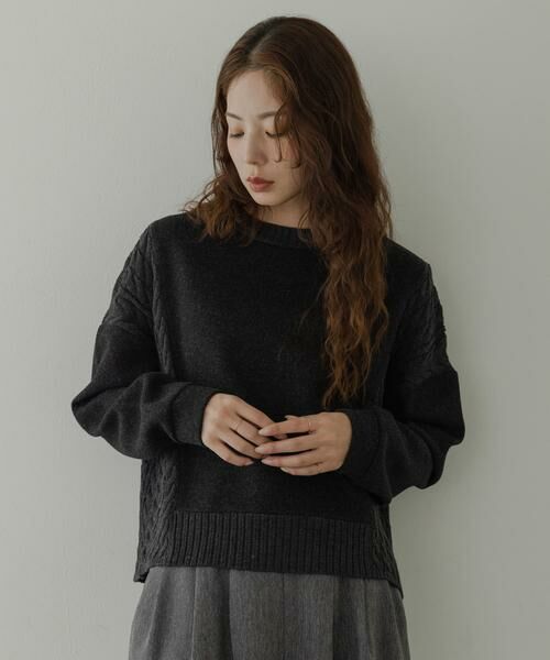 Sonny Label / サニーレーベル ニット・セーター | ケーブル切替メルトンジャージプルオーバー | 詳細12