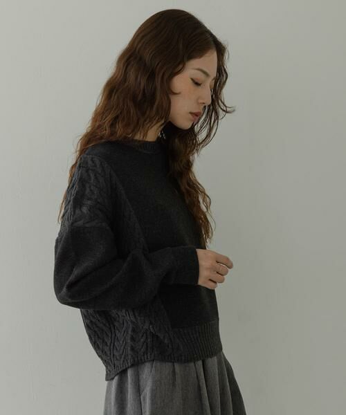 Sonny Label / サニーレーベル ニット・セーター | ケーブル切替メルトンジャージプルオーバー | 詳細13