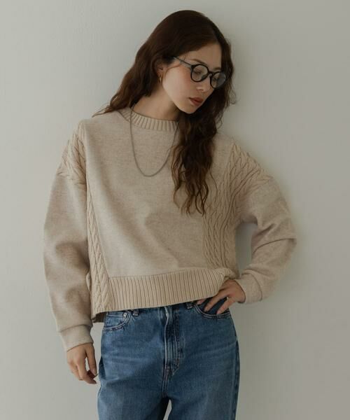 Sonny Label / サニーレーベル ニット・セーター | ケーブル切替メルトンジャージプルオーバー | 詳細23