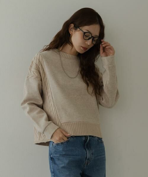 Sonny Label / サニーレーベル ニット・セーター | ケーブル切替メルトンジャージプルオーバー | 詳細24