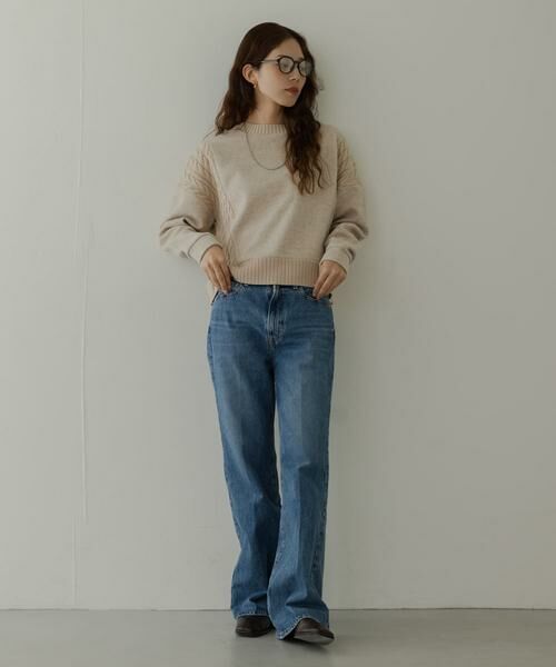 Sonny Label / サニーレーベル ニット・セーター | ケーブル切替メルトンジャージプルオーバー | 詳細26