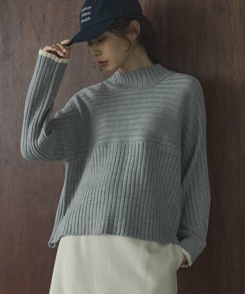 Sonny Label / サニーレーベル ニット・セーター | ワイドリブ切替えニット（グレー）