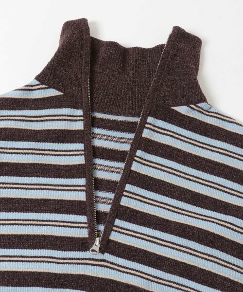 Sonny Label / サニーレーベル ニット・セーター | モールヤーンマルチボーダーハーフジッププルオーバー | 詳細10