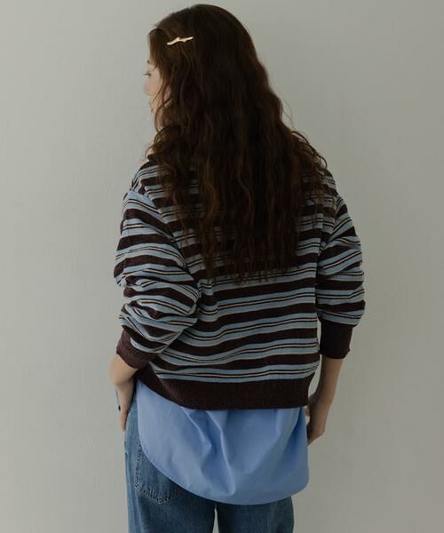 Sonny Label / サニーレーベル ニット・セーター | モールヤーンマルチボーダーハーフジッププルオーバー | 詳細5
