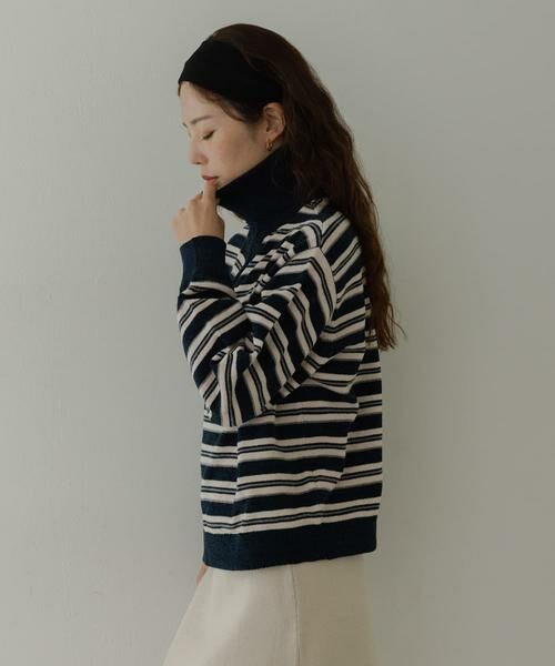 Sonny Label / サニーレーベル ニット・セーター | モールヤーンマルチボーダーハーフジッププルオーバー | 詳細16