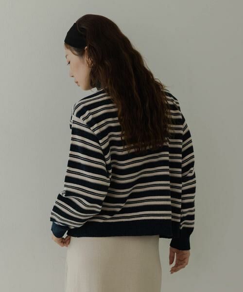 Sonny Label / サニーレーベル ニット・セーター | モールヤーンマルチボーダーハーフジッププルオーバー | 詳細17