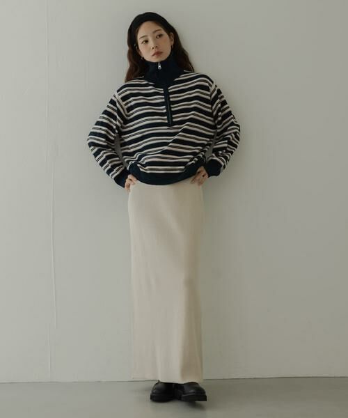 Sonny Label / サニーレーベル ニット・セーター | モールヤーンマルチボーダーハーフジッププルオーバー | 詳細18