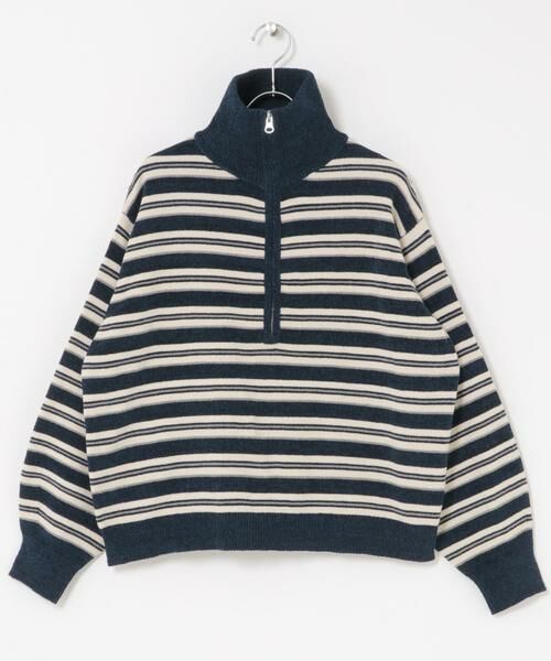 Sonny Label / サニーレーベル ニット・セーター | モールヤーンマルチボーダーハーフジッププルオーバー | 詳細21