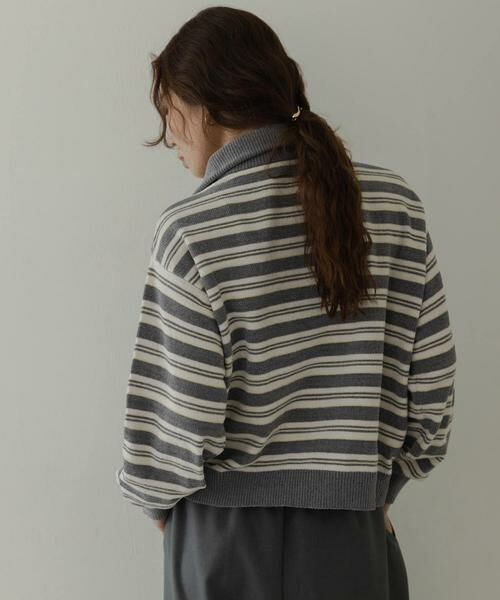 Sonny Label / サニーレーベル ニット・セーター | モールヤーンマルチボーダーハーフジッププルオーバー | 詳細27