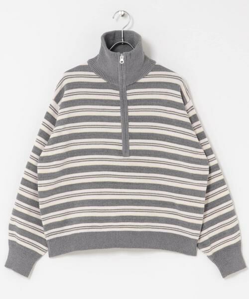 Sonny Label / サニーレーベル ニット・セーター | モールヤーンマルチボーダーハーフジッププルオーバー | 詳細30