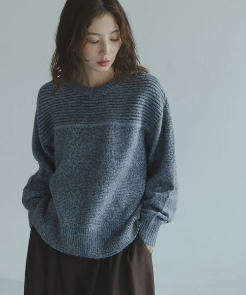 Sonny Label / サニーレーベル ニット・セーター | Wフェイス2wayニットプルオーバー（ブルー）