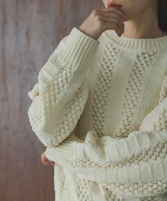 Sonny Label / サニーレーベル ニット・セーター | ベロアモールアイレット柄編みニットプルオーバー