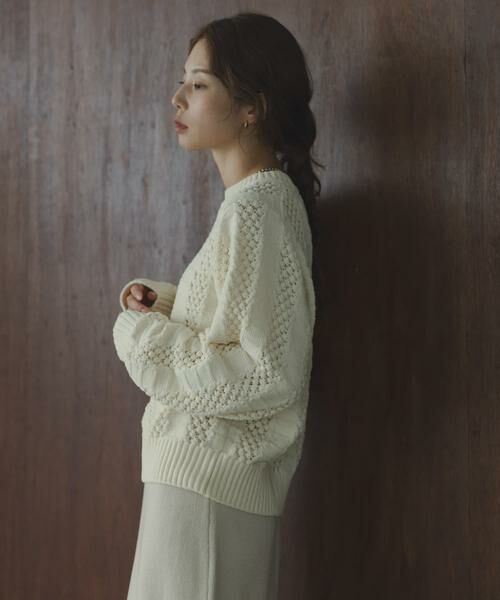 Sonny Label / サニーレーベル ニット・セーター | ベロアモールアイレット柄編みニットプルオーバー | 詳細12