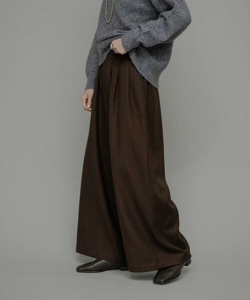 Sonny Label / サニーレーベル その他パンツ | ウォッシャブルワイドタックイージーパンツ（ブラウン）