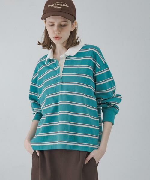 Sonny Label / サニーレーベル Tシャツ | マルチボーダーラガーシャツ（グリーン系その他）