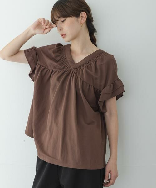 Sonny Label / サニーレーベル シャツ・ブラウス | シャーリングフリルスリーブプルオーバー | 詳細1