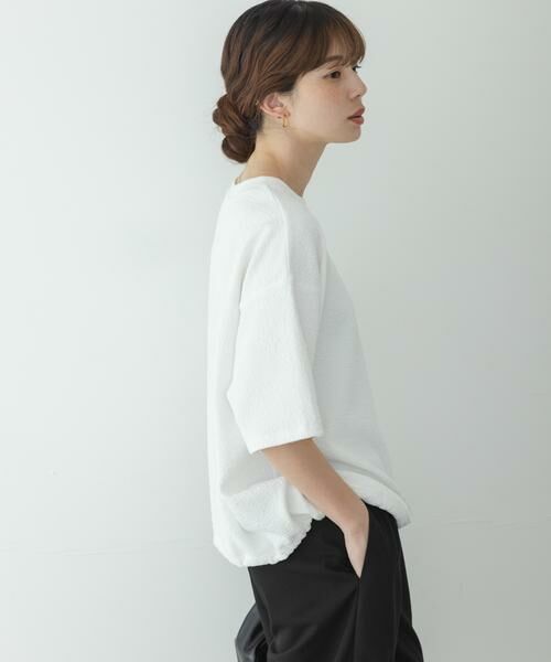 Sonny Label / サニーレーベル Tシャツ | カットジャガードドロスト五分袖プルオーバー | 詳細4