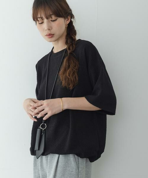 Sonny Label / サニーレーベル Tシャツ | カットジャガードドロスト五分袖プルオーバー | 詳細14