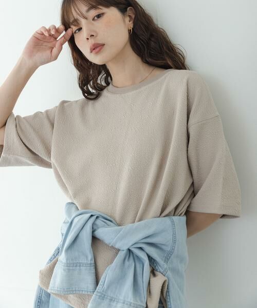 Sonny Label / サニーレーベル Tシャツ | カットジャガードドロスト五分袖プルオーバー | 詳細21