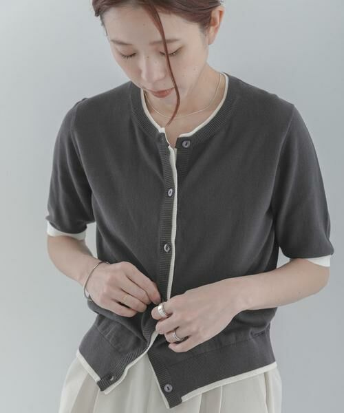 Sonny Label / サニーレーベル カーディガン・ボレロ | クールミスト配色クルーネックカーディガン | 詳細24