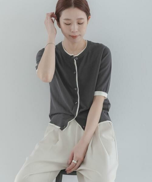 Sonny Label / サニーレーベル カーディガン・ボレロ | クールミスト配色クルーネックカーディガン | 詳細27