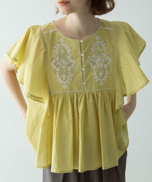 Sonny Label / サニーレーベル シャツ・ブラウス | スパンコールエンブロイダリーブラウス（グリーン系その他）
