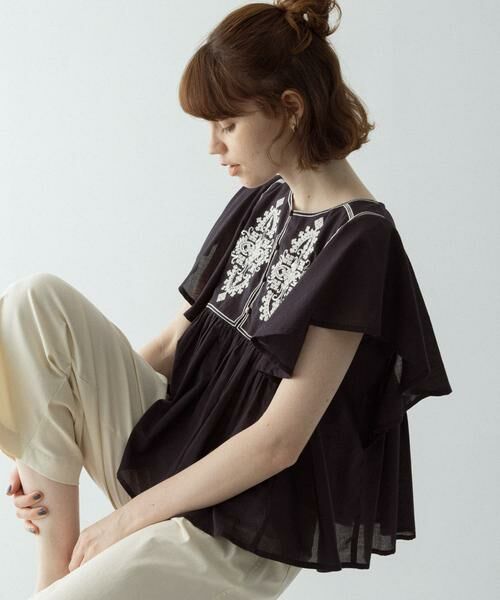 Sonny Label / サニーレーベル シャツ・ブラウス | スパンコールエンブロイダリーブラウス（ブラック）