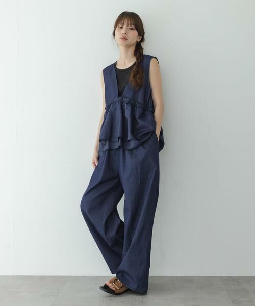 Sonny Label / サニーレーベル サロペット・オールインワン | ペプラムフリルアソートオールインワン（インディゴブルー）