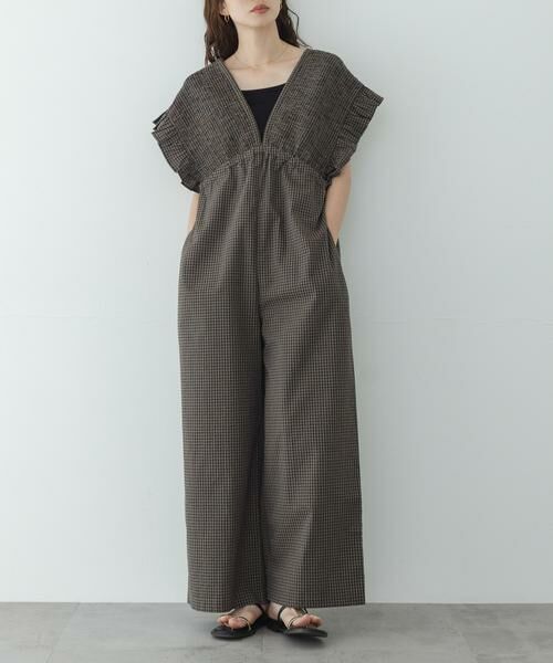 Sonny Label / サニーレーベル サロペット・オールインワン | シャーリングオールインワン（ブラウン）