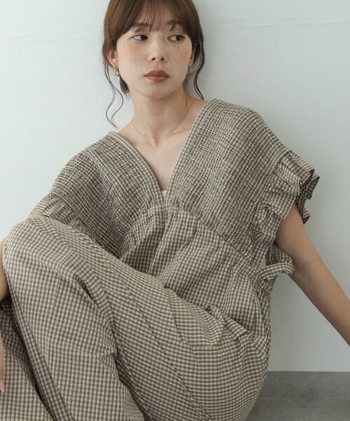 Sonny Label / サニーレーベル サロペット・オールインワン | シャーリングオールインワン（ベージュ）