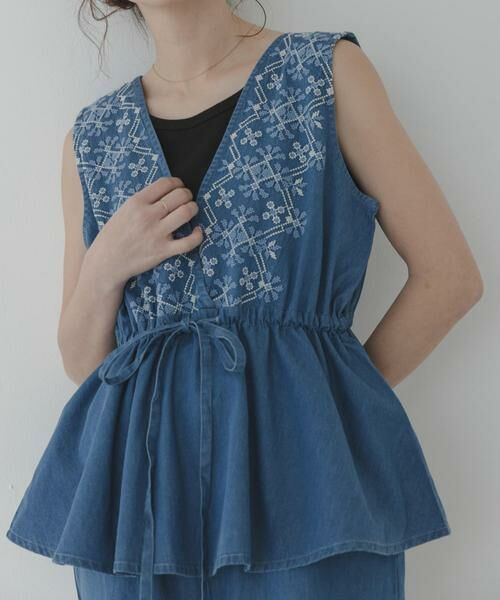 Sonny Label / サニーレーベル サロペット・オールインワン | クロス刺繍ペプラムサロペット | 詳細14