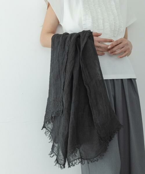 Sonny Label / サニーレーベル マフラー・ショール・スヌード・ストール | イタリア製リネンストール（ブラック）