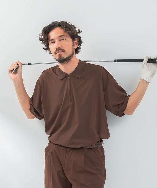 Sonny Label / サニーレーベル Tシャツ | 『吸水速乾』OOPS　ハイストレッチ襟付きTシャツ（ブラウン）