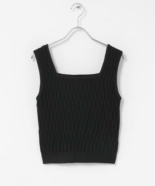 Sonny Label / サニーレーベル ニット・セーター | GLASSY SEA　テキストヤードニットタンクトップ（ブラック）