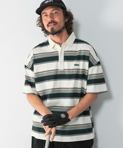 Sonny Label / サニーレーベル ポロシャツ | OOPS　接触冷感ボーダーポロシャツ（アイボリー）