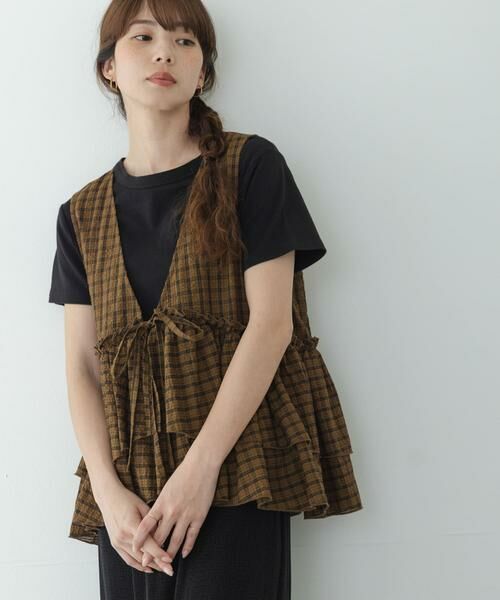 Sonny Label / サニーレーベル シャツ・ブラウス | サッカーチェックペプラムベストブラウス | 詳細1