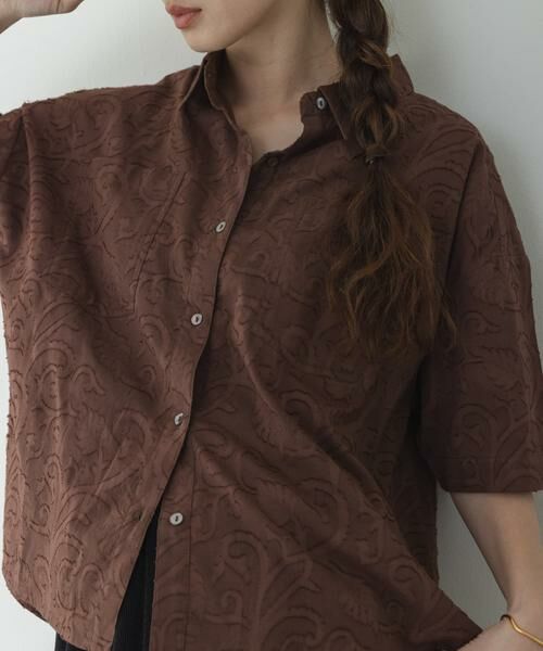 Sonny Label / サニーレーベル シャツ・ブラウス | ボタニカル柄コットンジャガードシャツ | 詳細1