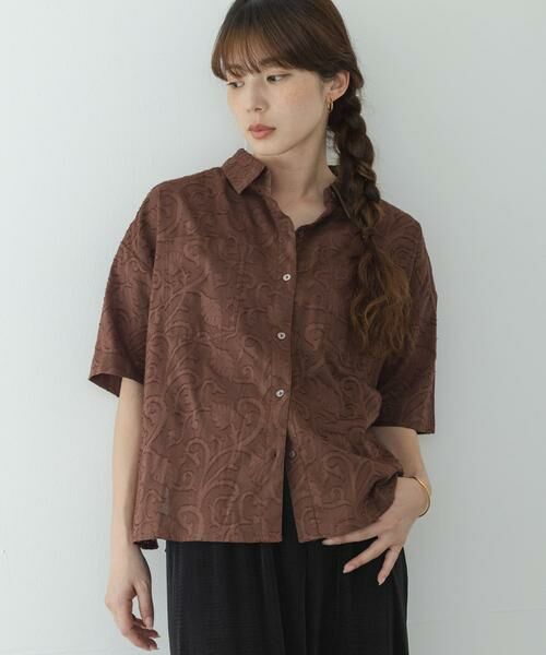 Sonny Label / サニーレーベル シャツ・ブラウス | ボタニカル柄コットンジャガードシャツ | 詳細2