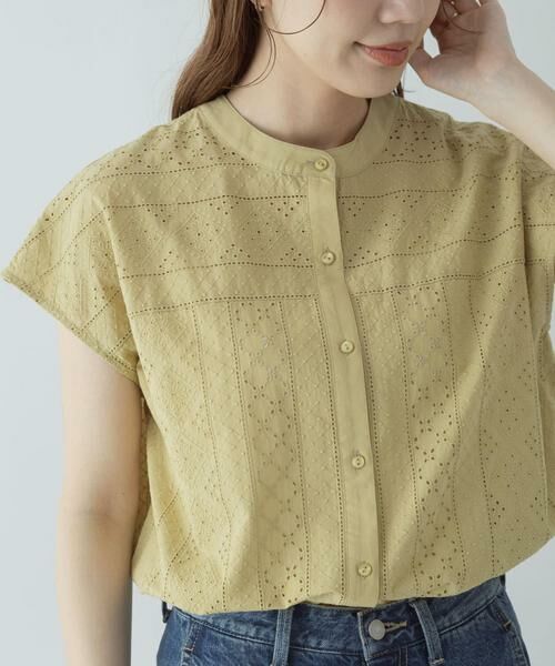 Sonny Label / サニーレーベル シャツ・ブラウス | バンドカラーコットンレースシャツ | 詳細1