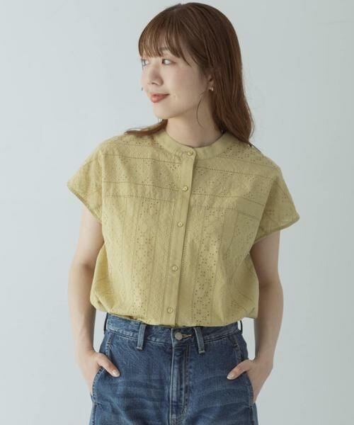 Sonny Label / サニーレーベル シャツ・ブラウス | バンドカラーコットンレースシャツ | 詳細2