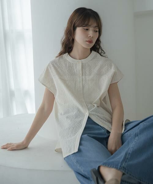 Sonny Label / サニーレーベル シャツ・ブラウス | バンドカラーコットンレースシャツ | 詳細25