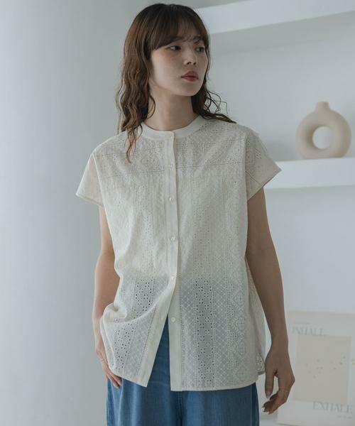 Sonny Label / サニーレーベル シャツ・ブラウス | バンドカラーコットンレースシャツ | 詳細27