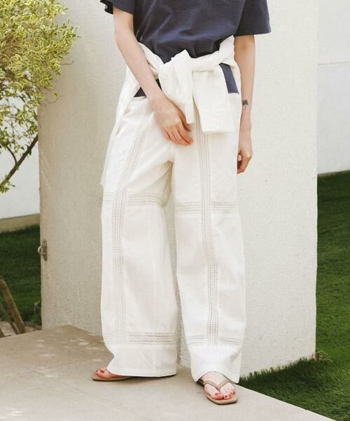 Sonny Label / サニーレーベル その他パンツ | ブロッキングレースコットンイージーパンツ（ホワイト系その他）