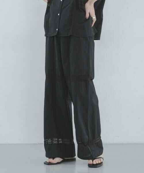 Sonny Label / サニーレーベル その他パンツ | ブロッキングレースコットンイージーパンツ（ブラック）