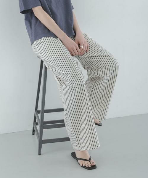 Sonny Label / サニーレーベル その他パンツ | ストライプセミワイドイージーパンツ（オフホワイト）