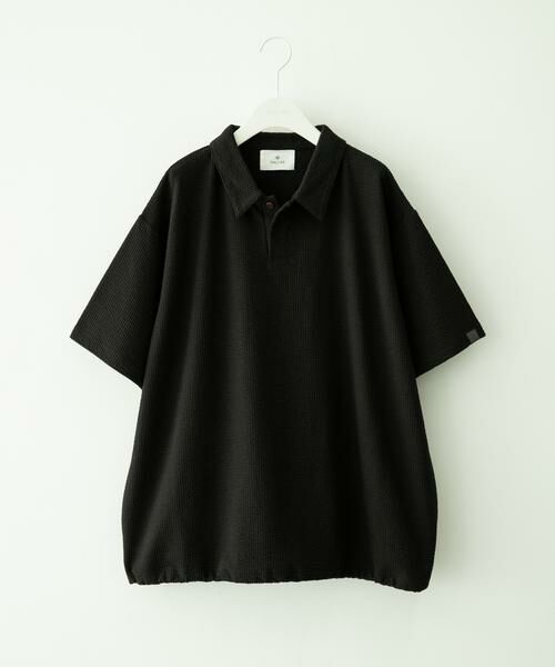Sonny Label / サニーレーベル Tシャツ | カットシアサッカー襟付きプルオーバー（ブラック）